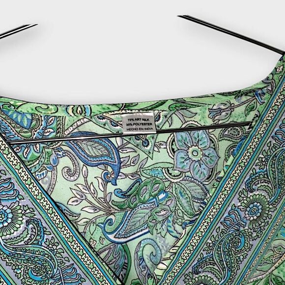 Womens Boho Dress Ruffle Flare‎ Sleeves Bohemian Blue Green Floral V Neck Boho - Picture 6 of 12